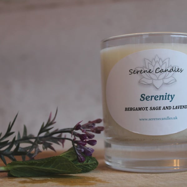 Bergamot, sage and lavender essential oil candle
