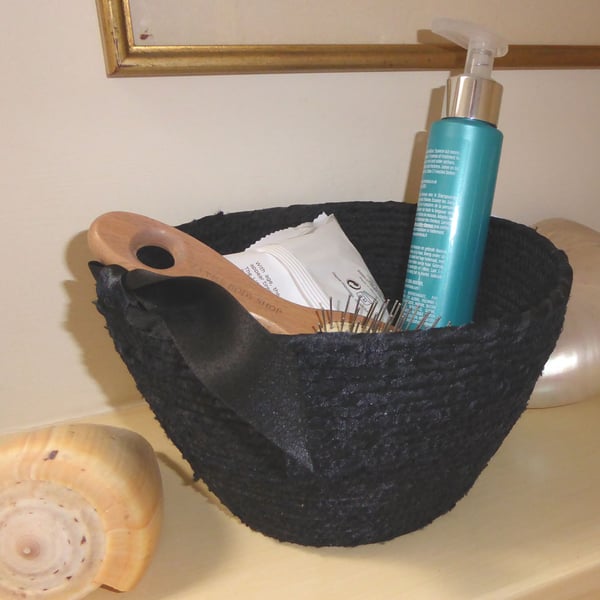 Black satin basket - a monochrome delight