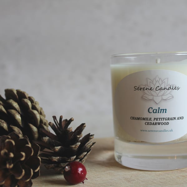 Chamomile, petitgrain and cedarwood essential oil candle