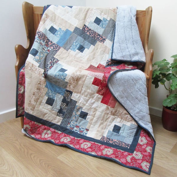 Cosy Faux Fur Backed Patchwork Quilt