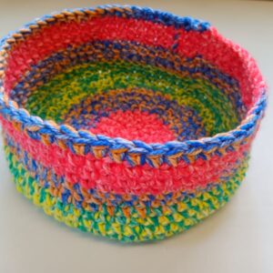 Crochet Basket Rustic Rainbow