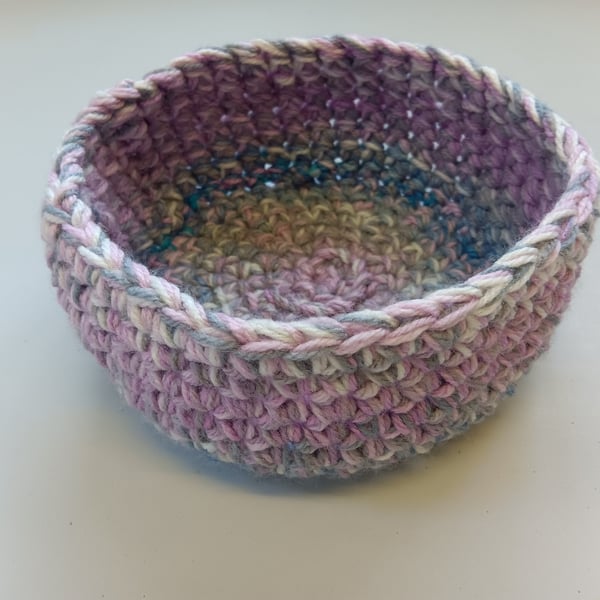 Crochet Basket Soothing Pastels