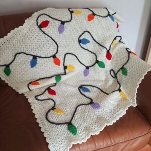 Crochet Blanket 'Christmas Lights' Blanket Throw