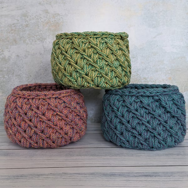 Crochet bowl, crochet basket, home decor, new home gift, recycled