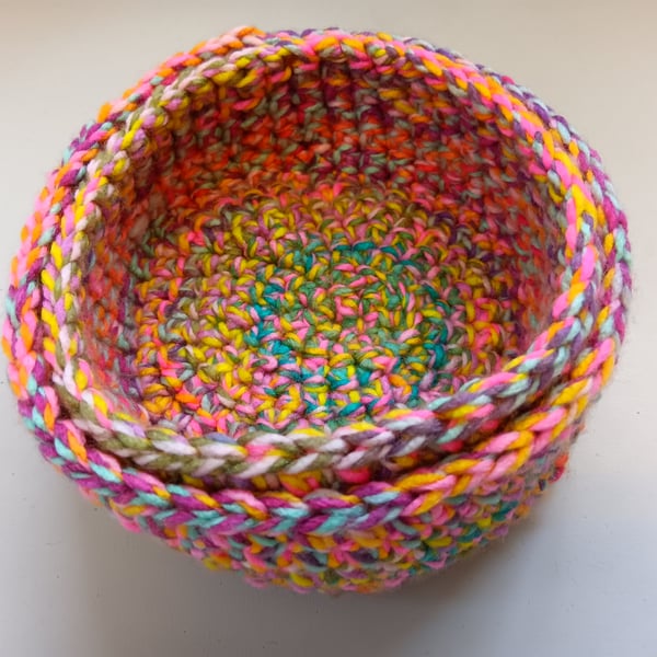 Crochet Nesting Baskets Pink Fusion - set of two