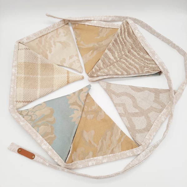 Duck egg Blue, beige and sand multi tone bunting