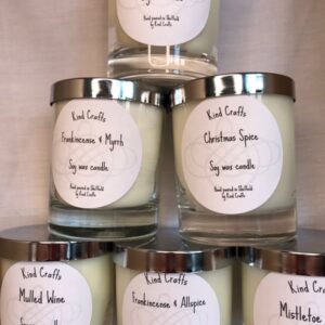 fragrance soy wax candles with silver lid and gift box.