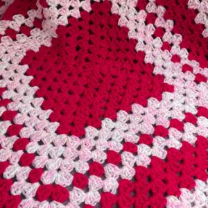 Granny Square Blanket Shades of Pink Vintage Style Crochet