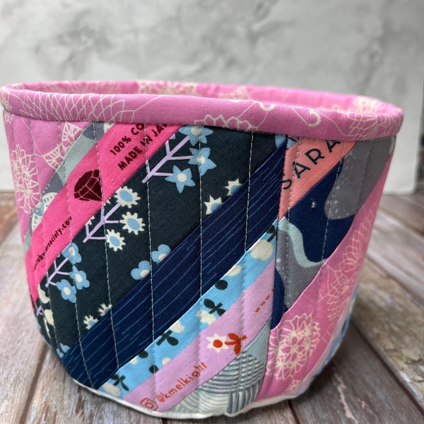 Large Fabric Tub, Fabric Storage Basket, Patchwork Quilted Tub, Limited Edition