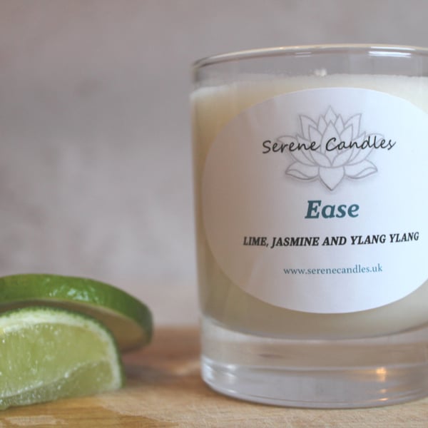 Lime, jasmine and ylang ylang essential oil candle