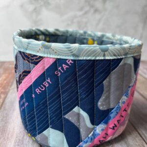 Medium Fabric Tub, Fabric Storage Basket, Patchwork Quilted Tub, Limited Edition