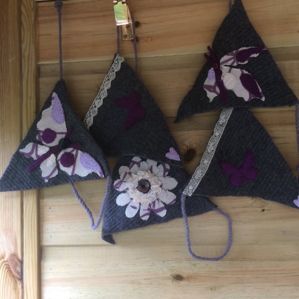 Repurposed Grey Wool Bunting