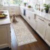 2x6 Hallway Washable Runner Rug : Vintage Soft Kitchen Laundry Runner with Non Slip Backing Farmhouse Entryway Living Room Floor Mat Stain...