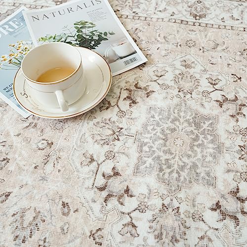 2x6 Hallway Washable Runner Rug : Vintage Soft Kitchen Laundry Runner with Non Slip Backing Farmhouse Entryway Living Room Floor Mat Stain...