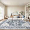 AMADA HOMEFURNISHING 8x10 Washable Area Rug, Low-Profile Large Area Rug with Non-Slip Backing & Durable Edge Binding, Vintage Large Rugs for Living...