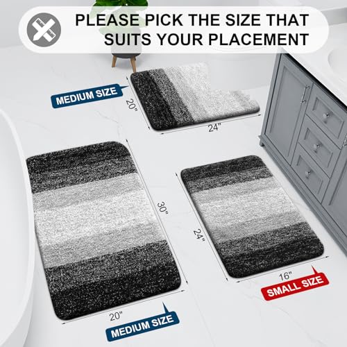 Arotive Microfiber Bathroom Rugs, Shaggy Soft and Absorbent Bath Rug, Non-Slip, Thick Plush Machine Washable Dry Bath Mats for Bathroom, Tub and...