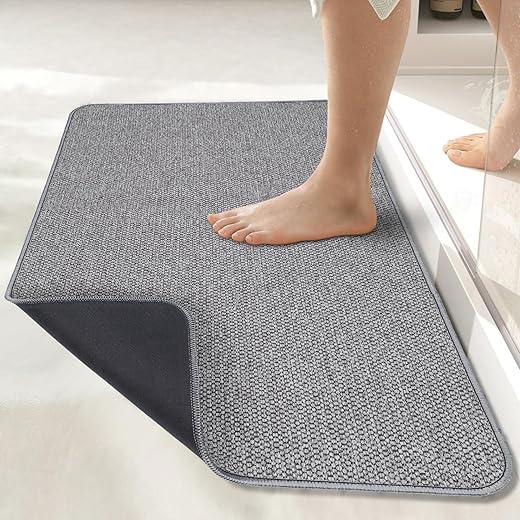Bath Mat,Ultra Thin Bathroom Rugs,Rubber Bath Mats for Bathroom,No Slip Bath Rugs,Quick Dry,Machine Washable,Low Pile,Absorbent,Shower...