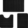 Bathroom Rugs Set Memory Foam Bath Rugs Non-Slip Bath Mat Set 3 Piece,Washable Bathroom Mats,Absorbent Shaggy Rugs Super Soft U-Shaped Toilet...