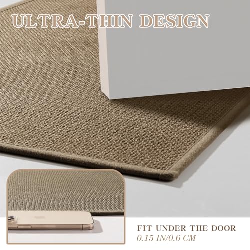 chakme Bathroom Rugs Mat 24x17, Ultra Thin Non Slip Bath Mat Small Quick Dry Absorbent Bath Mat for Bathroom Floor, (Dark Beige, 24"x17")