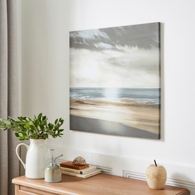 Grey Simplicity Waves Canvas