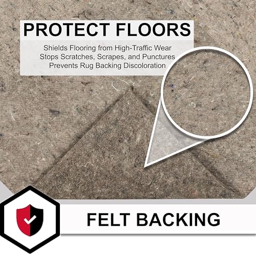 Mohawk Home 8' x 10' 1/4 Rug Pad 100% Felt Protective Cushion, Premium Comfort Underfoot – Safe for All Floors, Grey