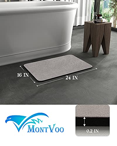 MontVoo -Bath Mat-Rubber Backing Non SlipThin Bathroom Rugs Fit Under Door- Quick Dry Absorbent Faux Suede Surface Grey Bathroom Floor Mats-Shower...