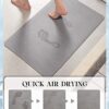 MontVoo -Bath Mat-Rubber Backing Non SlipThin Bathroom Rugs Fit Under Door- Quick Dry Absorbent Faux Suede Surface Grey Bathroom Floor Mats-Shower...