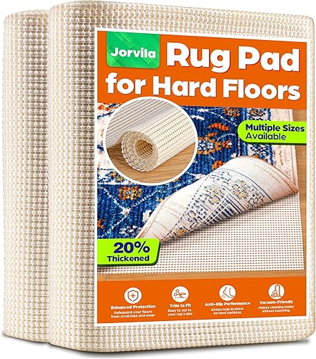 Non Slip Rug Pad Gripper 2x3 Feet, Anti Skid Mat for Under Area Rugs, Keeps Rugs in Position and Safe, Thick Cushioned Carpet Pad for Hardwood...
