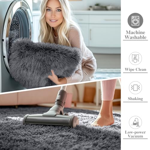 OLANLY Area Rugs for Living Room Bedroom, Machine Washable 4x5.9 ft Soft Fluffy Shaggy Bedside Rug, Indoor Floor Carpet for Kids Girls and Boys,...