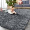 OLANLY Area Rugs for Living Room Bedroom, Machine Washable 4x5.9 ft Soft Fluffy Shaggy Bedside Rug, Indoor Floor Carpet for Kids Girls and Boys,...