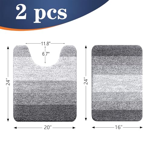OLANLY Bathroom Rug Set 2 Piece, Soft Absorbent Microfiber Bath Mats and U-Shaped Contour Toilet Rug, Non-Slip, Machine Wash Dry, Plush Shaggy Bath...