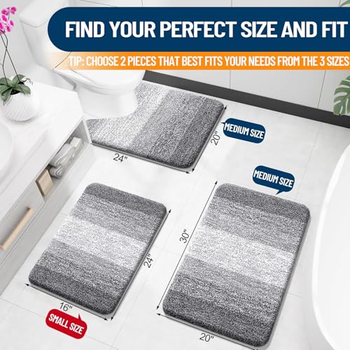 OLANLY Bathroom Rug Set 2 Piece, Soft Absorbent Microfiber Bath Mats and U-Shaped Contour Toilet Rug, Non-Slip, Machine Wash Dry, Plush Shaggy Bath...