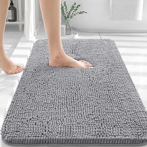 OLANLY Bathroom Rugs 30x20, Extra Soft Absorbent Chenille Bath Rugs, Rubber Backing Quick Dry, Machine Washable Bath Mats for Bathroom Floor, Tub...