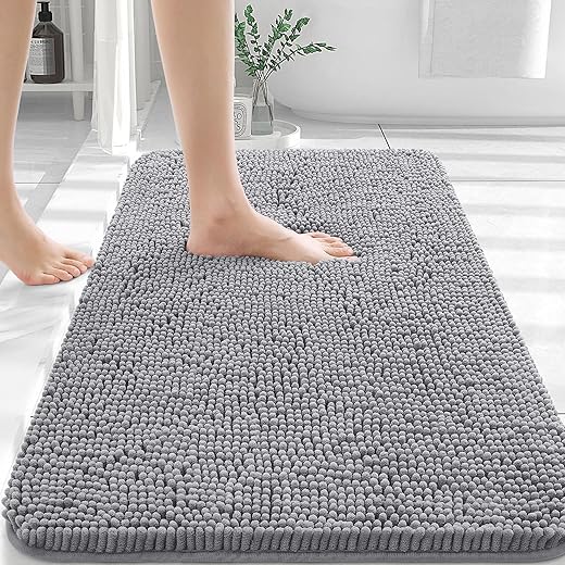 OLANLY Bathroom Rugs 30x20, Extra Soft Absorbent Chenille Bath Rugs, Rubber Backing Quick Dry, Machine Washable Bath Mats for Bathroom Floor, Tub...