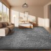 Ophanie Area Rugs for Bedroom, Upgrade Non-Slip Grey Fluffy Soft Shag Carpet, Indoor Floor Gray 4x6 Fuzzy Shaggy Living Room Plush Rug for Kids...