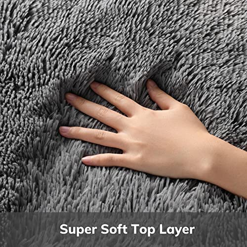 Ophanie Area Rugs for Bedroom, Upgrade Non-Slip Grey Fluffy Soft Shag Carpet, Indoor Floor Gray 4x6 Fuzzy Shaggy Living Room Plush Rug for Kids...