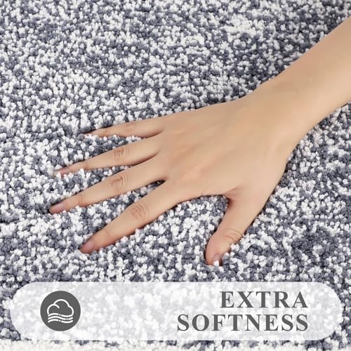 Pauwer Bathroom Rug Mat Set 3 Piece, Microfiber Shaggy Bath Set, Non-Slip Ultra Soft Carpet Mats, Absorbent with U-Shaped Toilet for Bathroom, Tub,...