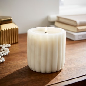 Silk Floral Ribbed Marble Candle