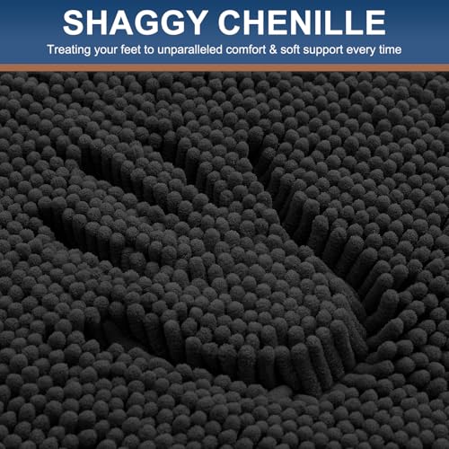 Smiry Luxury Chenille Bathroom Rugs 30x20, Extra Soft and Absorbent Shaggy Bath Mat, Machine Washable, Non-Slip Plush Carpet Runner for Tub,...