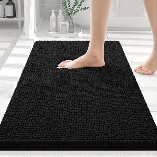 Smiry Luxury Chenille Bathroom Rugs 30x20, Extra Soft and Absorbent Shaggy Bath Mat, Machine Washable, Non-Slip Plush Carpet Runner for Tub,...