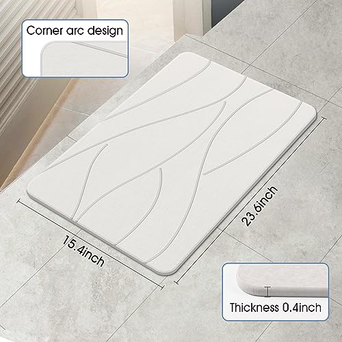 Stone Bath Mat Diatomaceous Earth Shower Mat Non-Slip Super Absorbent Diatomite Stone Bath Mats for Bathroom Floor Quick Drying Natural Easy to...