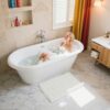 SUBRTEX Bathroom Rugs Chenille Bath Rug Soft Short Plush Bath Mat Soft Shower Mat Water Absorbent Shower Mat Quick Dry Machine Washable(White,16" x...