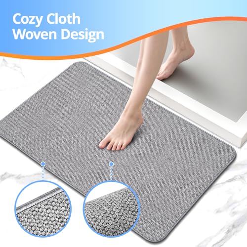 Thin Bathroom Rugs, Bath Mat Super Absorbent, Bath Rugs Rubber Backing Non-Slip, Quick Dry Machine Washable, Cozy Cloth Bathroom Mat fit Under...