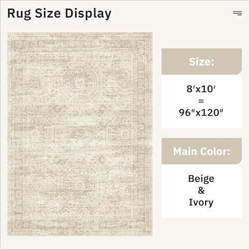Washable Area Rug 8x10, Large Soft Rugs for Living Room Vintage Beige Carpet 8x10 Area Rugs for Bedroom Dining Room Non-Slip Stain Resistant Under... Washable Area Rug 8x10, Large Soft Rugs for Living Room Vintage Beige Carpet 8x10 Area Rugs for Bedroom Dining Room Non-Slip Stain Resistant Under...