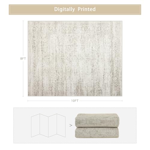 Washable Rugs 8x10 Area Rugs for Living Room,Rugs for Bedroom,Large Carpets,Ultra Soft Faux Wool Retro Dining Room Rug,Non Slip&Non-Shedding Low...