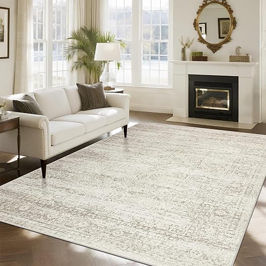 Washable Rugs 8x10 Area Rugs for Living Room,Rugs for Bedroom,Large Carpets,Ultra Soft Faux Wool Retro Dining Room Rug,Non Slip&Non-Shedding Low...