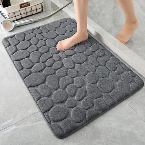 YIHOUSE Bathroom Mat Rug, Memory Foam Bath Mat, Non-Slip Bathroom Floor Mats, Cobblestone Bath Mats Absorbent Bath Rugs Washable Quick Dry...