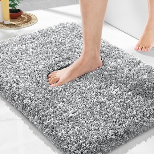 Yimobra Bathroom Rugs Non Slip Washable 24x17, Ultra Soft and Water Absorbent Bath Mats, Plush Fluffy Shower Mat Outside, Microfiber Thick Matts...