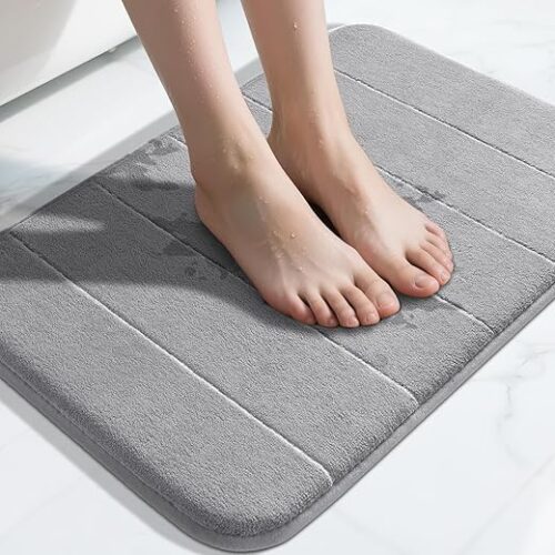 Yimobra Memory Foam Bath Mat, Super Soft Absorbent Bathroom Rug Non Slip 24x17 Inch, Quick Dry, Machine Washable Floor Carpet for Tub Shower, Home...