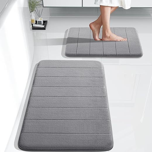 Yimobra Memory Foam Bathroom Rugs Sets 2 Piece - Super Soft Absorbent Quick Dry Bath Mat Set, Machine Washable Non Slip Floor Carpet for Tub Shower...